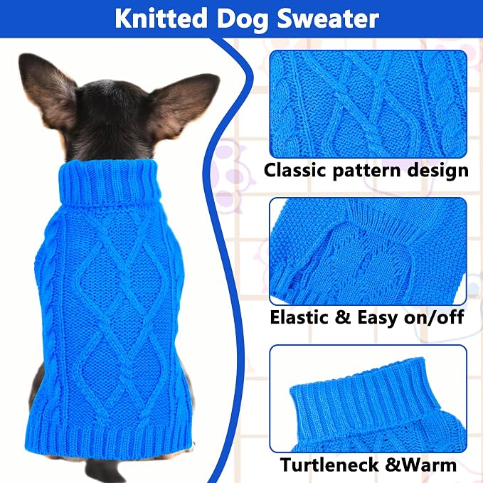 Dog Sweaters for Small Dogs Winter Dog Clothes Turtleneck Puppy Sweater Warm - Image 3