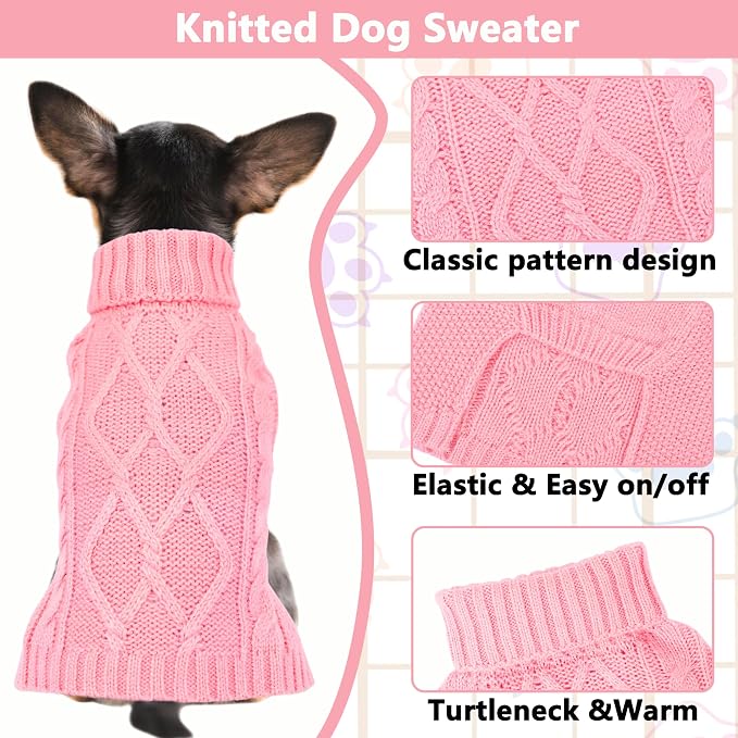 Dog Sweaters for Small Dogs Winter Dog Clothes Turtleneck Puppy Sweater Warm - Image 3