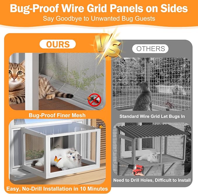 Cat Window Box Catio, Outdoor Indoor Cat Enclosure - Image 3
