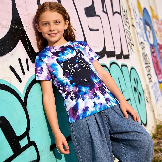 Funnycokid Girls Shirts Cat T Shirt Size 5-12 Clothes - Image 4
