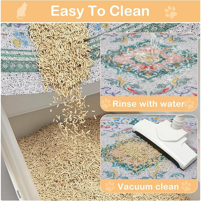 Glittme Cat Litter Mat with Non-Slip Bottom Litter Box Mat 33"X22" Litter - Image 7