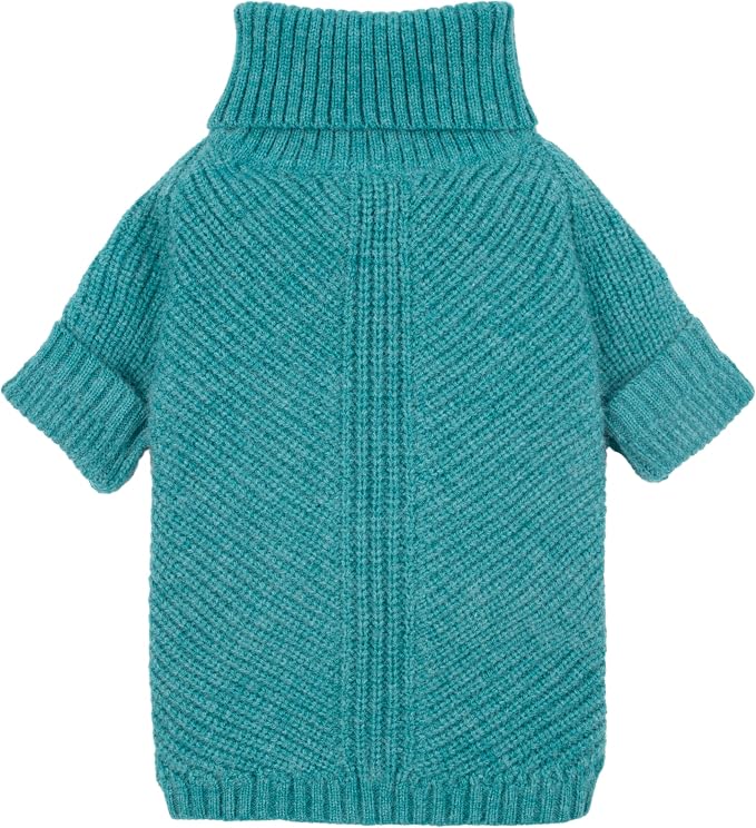 Fitwarm Medium Turtleneck Dog Knitted Sweater, Teal Blue Thermal Winter Dog by Fitwarm