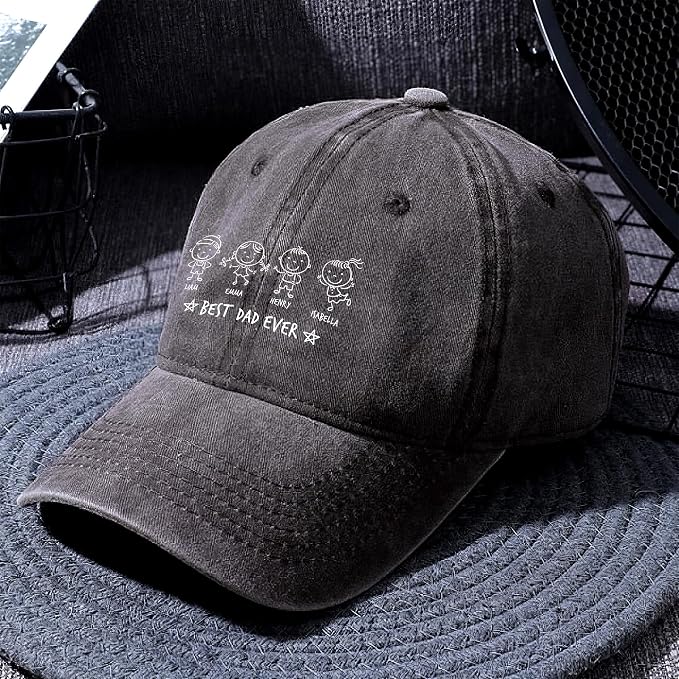 Personalized Vintage Washed Denim Dad Hat, Custom Baseball Cap - Image 3