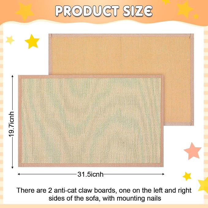 Newwiee 2 Pcs Cat Scratch Furniture Protector Mat Sofa Couch Protector - Image 2