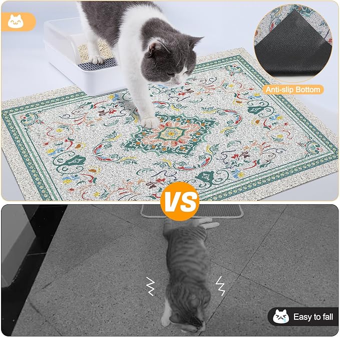 Glittme Cat Litter Mat with Non-Slip Bottom Litter Box Mat 24"X15" Litter - Image 5