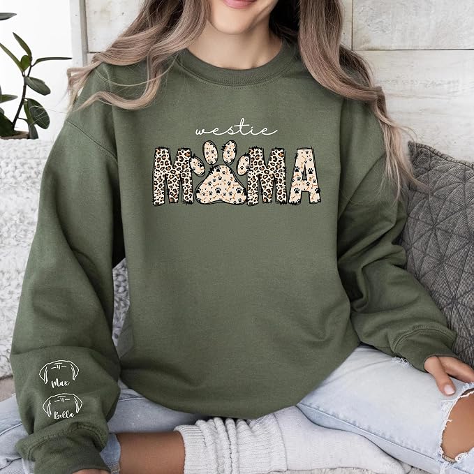 Personalized Dog Breed Mama Sweatshirt, Custom Paw Print Sweater, Cozy Pet - Image 6