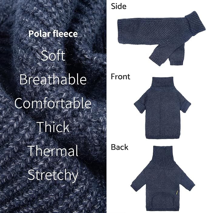 Fitwarm Turtleneck Knit Dog Sweater, Thermal Dog Winter Clothes - Image 5
