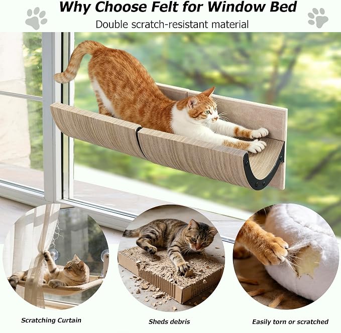 Cat Window Perch with Scratching Bed, Versatile Climbing Shelves Mounted by - Image 2