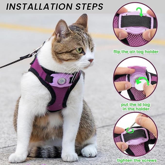 Dog Harness with Airtag Holder for Small Dogs, Cats - Image 6