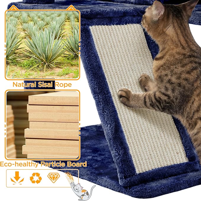 Yaheetech 57 inches Cat Tree for Indoor Cats, 2 Cat Condos, 2 Hanging Balls and - Image 6
