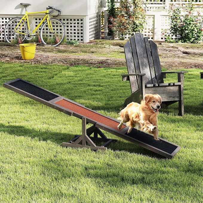 PETSITE Wooden Dog Agility Seesaw, Dog Exercise & Play Set, Outdoor Run Game Toy - Image 2
