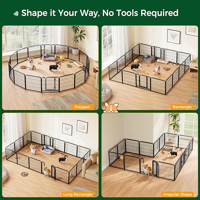 Yaheetech Dog Playpen Outdoor, 24 inch 16 Panels Dog Pen Indoor Heavy Duty - Image 4