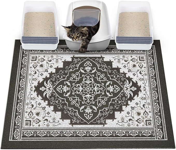 Glittme Cat Litter Mat with Non-Slip Bottom Litter Box Mat 40"X30" Litter by Glittme