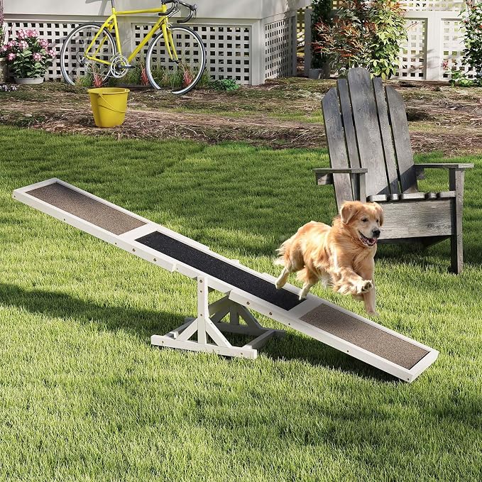 PETSITE Wooden Dog Agility Seesaw, Dog Exercise & Play Set, Outdoor Run Game Toy - Image 2