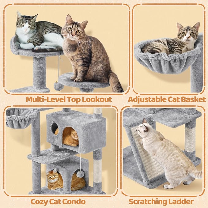 Topeakmart Cat Tree, 57 inches Multi-Level Cat Tree Tower - Image 4