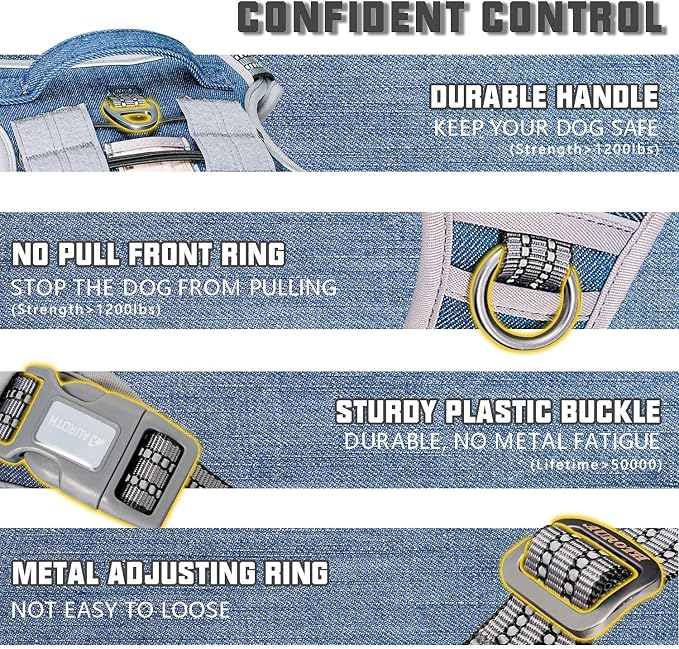 AUROTH Tactical Dog Harness for Small Medium Large Dogs No Pull Adjustable Pet - Image 3