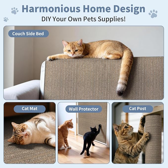 Natural Cork Cat Scratcher Mat, Self-Stick & Trimmable Furniture Protector - Image 6