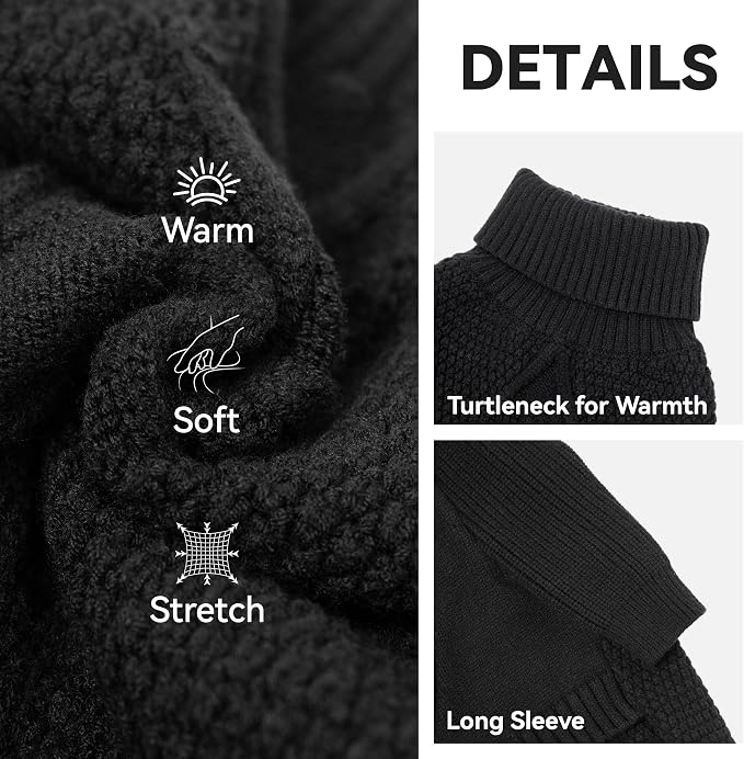 cyeollo Warm Turtleneck Large Dog Sweater, Stretchy & Cozy Knit Doggy Sweater - Image 3
