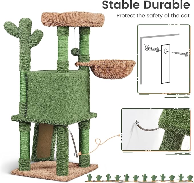 Yaheetech Cactus Cat Tree, 42in Cat Tower - Image 9