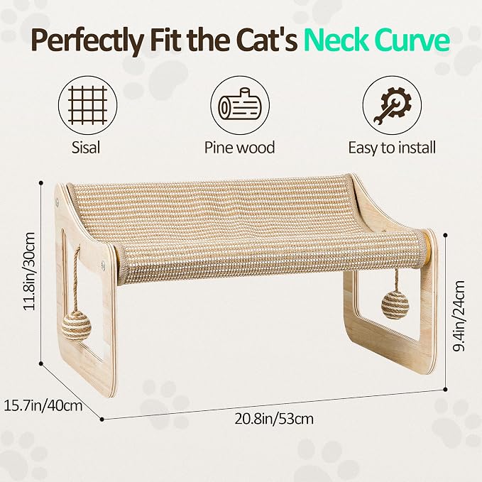 Sisal Cat Scratcher Bed for Indoor Cats, Hammock for Scratching Pad, 2 in 1 - Image 2