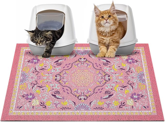 Glittme Cat Litter Mat with Non-Slip Bottom Litter Box Mat 33"X22" Litter by Glittme