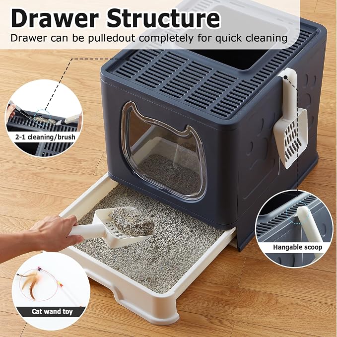 Gefryco Cat Litter Box with Lid, Top Entry Kitten Litter Box with Controlled - Image 3