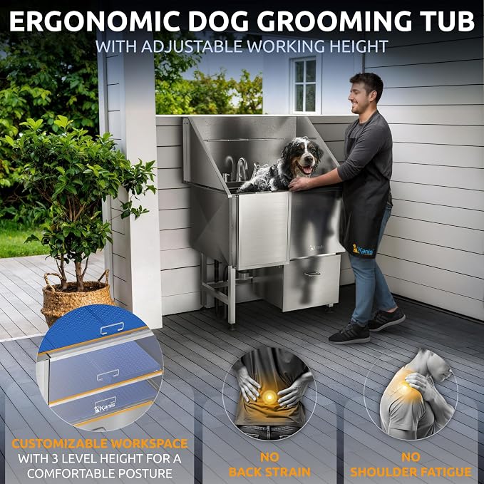 KANIS Professional Dog Washing Station 304 Stainless Steel Pet Wash Sink - Image 5