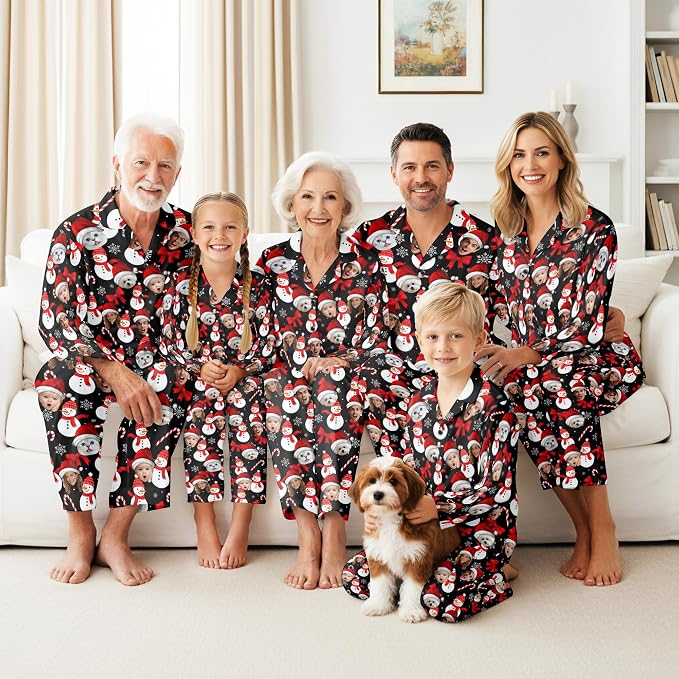 Artsadd Custom Pajamas for Women Men Family, Personalized Face Pjs Pajama Pants - Image 2