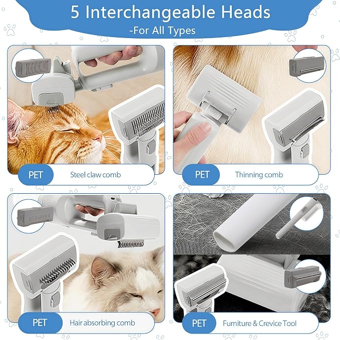 5-in-1 Cordless Pet Grooming Vacuum & Deshedding Tool - Image 3