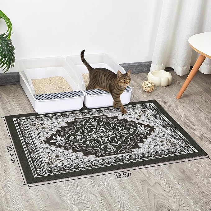 Glittme Cat Litter Mat with Non-Slip Bottom Litter Box Mat 33"X22" Litter - Image 2