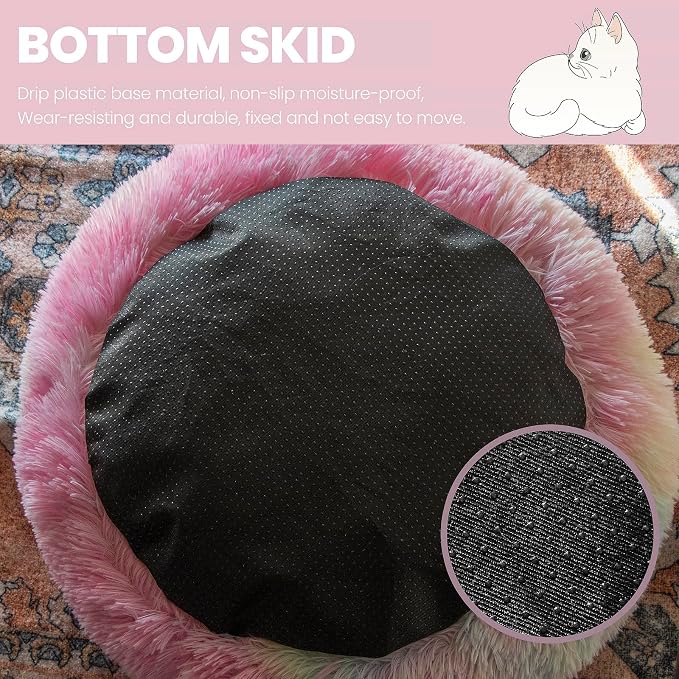 Cat Bed Round Fluffy Hooded Cat Bed Cave, Anti-Anxiety Cave Bed - Image 4