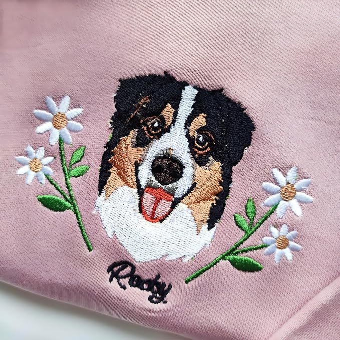Personalized Dog Face Embroidered Sweatshirt Custom Pet Portrait From Photo - Image 6