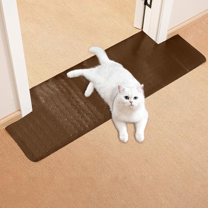 Uross Carpet Protector for Pets -3.6FT Brown Round Corner Plastic Carpet by Uross