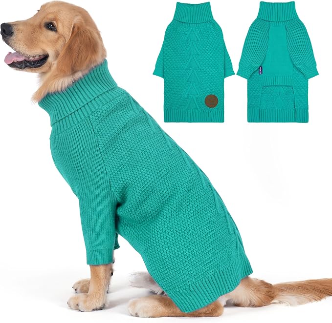 cyeollo Warm Turtleneck Large Dog Sweater, Stretchy & Cozy Knit Doggy Sweater by CYEOLLO