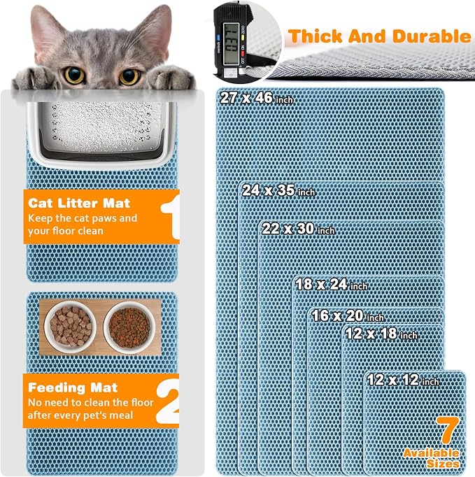 Waterproof Cat Litter Mat, Double Layer EVA, Odor-Free Large Grid, Urine Proof - Image 2