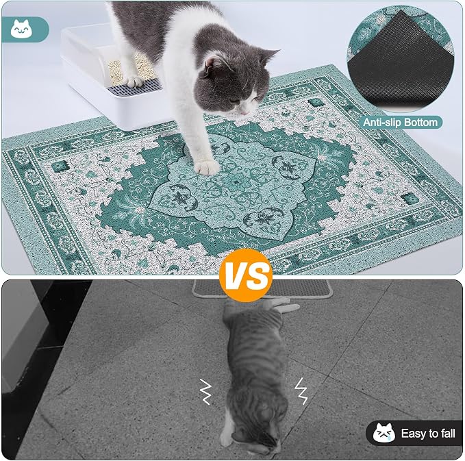 Glittme Cat Litter Mat with Non-Slip Bottom Litter Box Mat 33"X22" Litter - Image 5