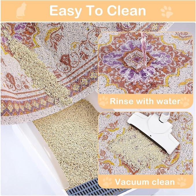 Glittme Cat Litter Mat with Non-Slip Bottom Litter Box Mat 24"X15" Litter - Image 7