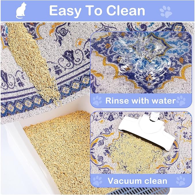 Glittme Cat Litter Mat with Non-Slip Bottom Litter Box Mat 24"x15" Litter - Image 7