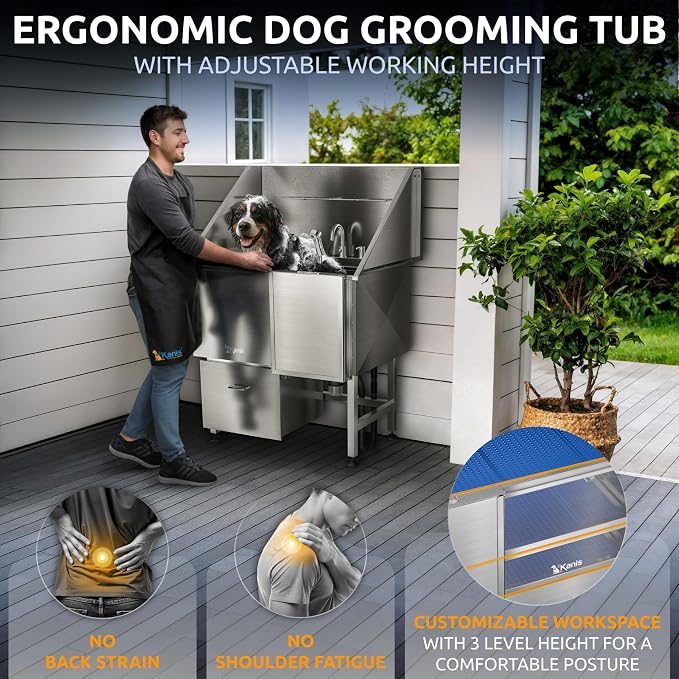 KANIS Professional Dog Washing Station 304 Stainless Steel Pet Wash Sink - Image 5