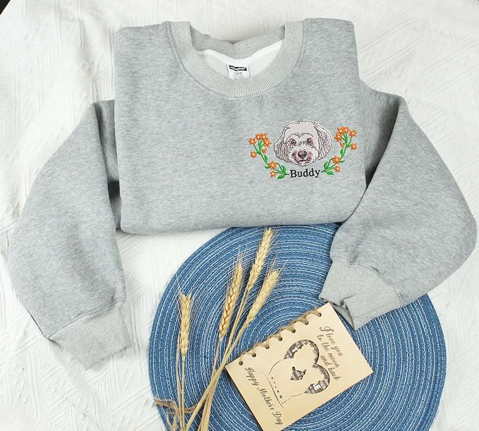 Custom Pet Face Embroidered Sweatshirt From Photo Personalized Dog Or Cat - Image 3