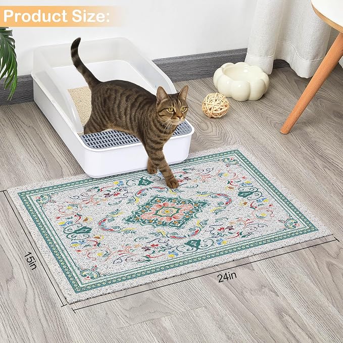 Glittme Cat Litter Mat with Non-Slip Bottom Litter Box Mat 24"X15" Litter - Image 2