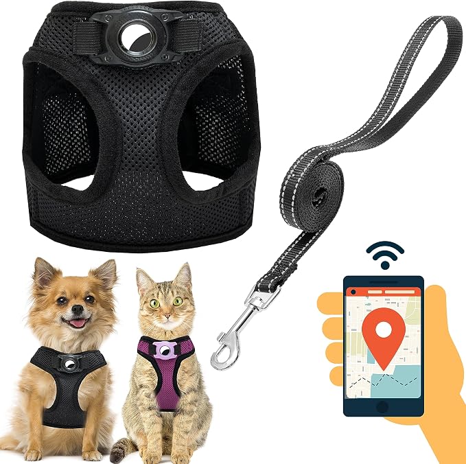Dog Harness with Airtag Holder for Small Dogs, Cats by JVVGPET