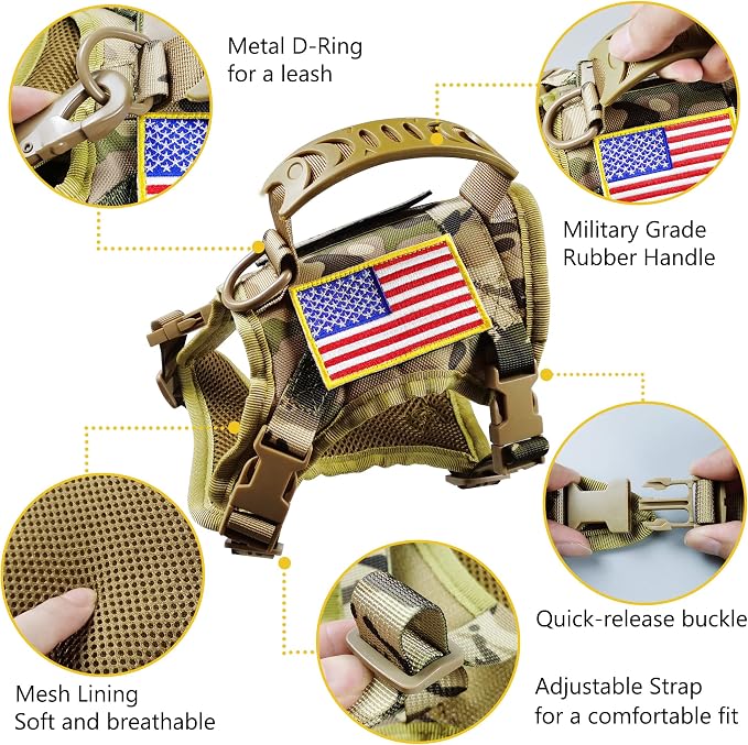 Tactical Cat Harness and Leash for Walking Escape Proof, Adjustable Military K9 - Image 2