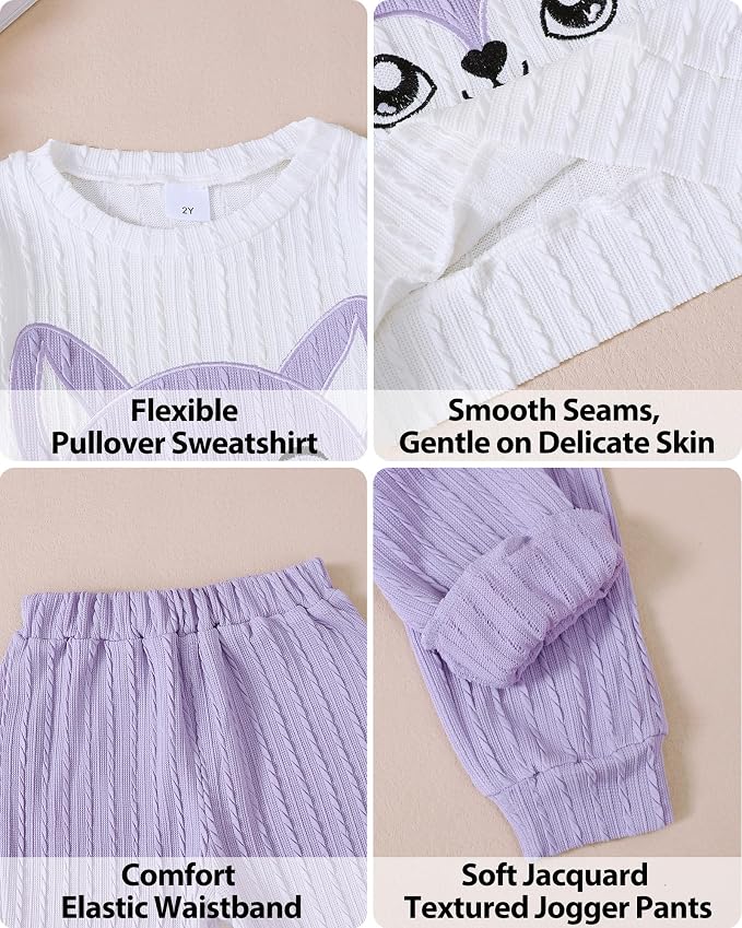 Jecson Toddler Girl Fall Clothes: Soft Outfits Set Embroidered Knit Top & - Image 5