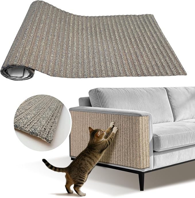 Natural Cork Cat Scratcher Mat, Self-Stick & Trimmable Furniture Protector by Unknown
