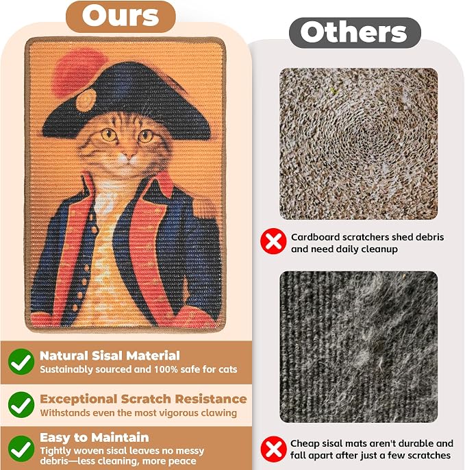 Sisal Cat Scratcher Mat, Cat Wall Scratcher - Image 4