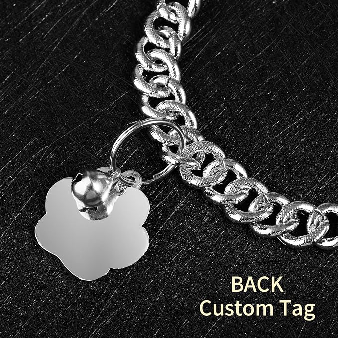 Hillban Cat Collar Diamond Chain Glitter Collar Walking Metal - Image 4