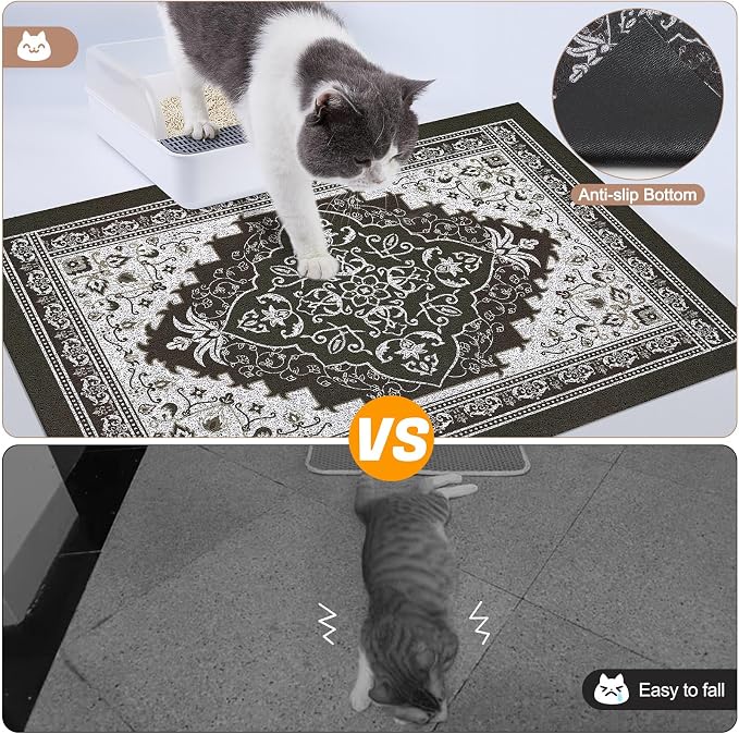 Glittme Cat Litter Mat with Non-Slip Bottom Litter Box Mat 24"X15" Litter - Image 5