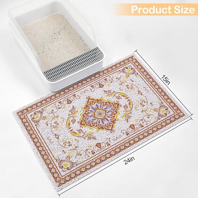 Glittme Cat Litter Mat with Non-Slip Bottom Litter Box Mat 24"X15" Litter - Image 4