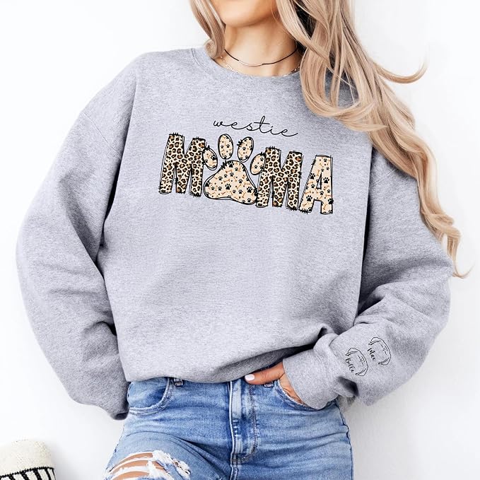 Personalized Dog Breed Mama Sweatshirt, Custom Paw Print Sweater, Cozy Pet - Image 7